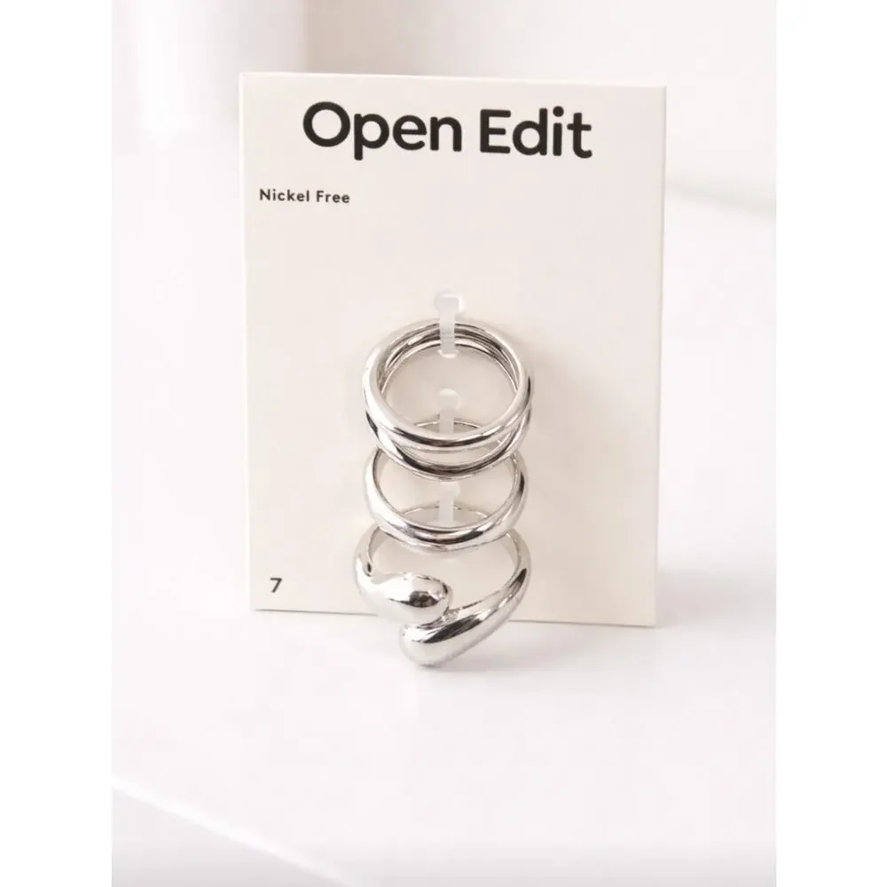 Nordstrom Open Edit Silver Ring Set Size 7 New